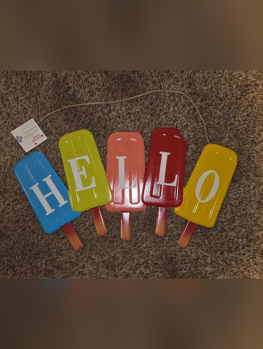 NWT Hello Popsicle Metal Hanging Sign - Multicolor Summer Accent